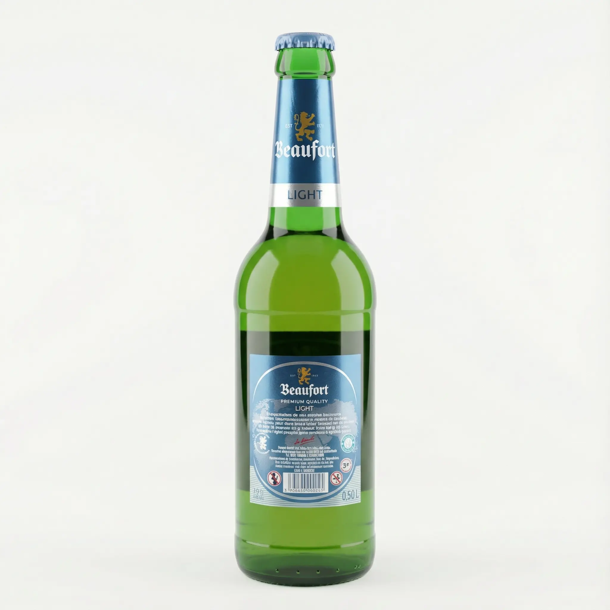 bouteille de bière blonde légère Beaufort Light 65cl vue arrière